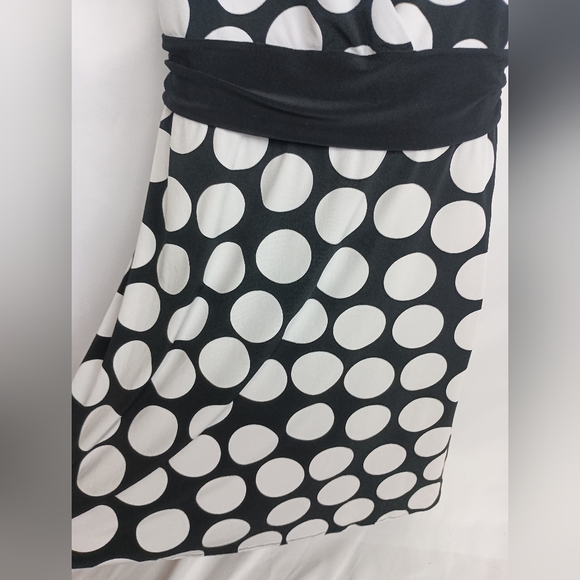 WHITE HOUSE BLACK MARKET V-Neck Polka‎ Dot Mini Fit n Flare Y2K Dress (#831) - Picture 7 of 8